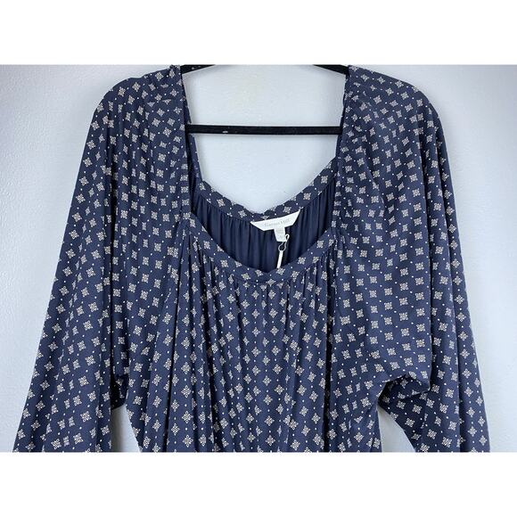 NWT Sz XL Garnet Hill LS Elas Nck Blue Prnt Waistbnd Tie Pkts Wide Leg Jump Suit - Picture 3 of 15